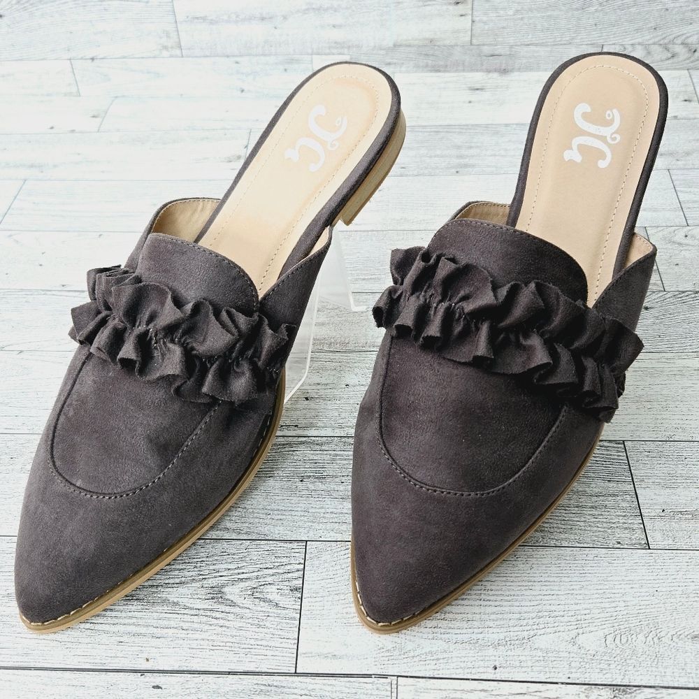 Journee Collection Women's Kessie Microsuede Mules Gray Size 9